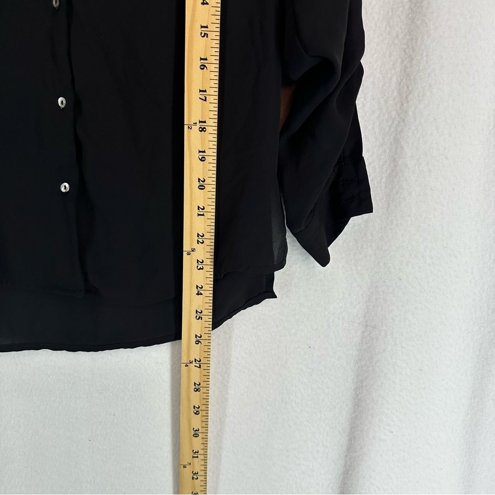 Forever 21 Long Sleeve Button Down Sheer Blouse Women’s XS Black - Picture 8 of 9